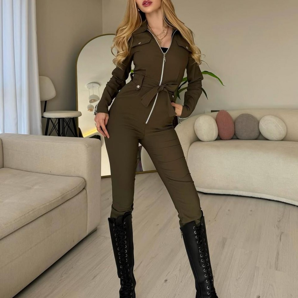 Fermuar Detaylı Kuşaklı Milano Stree