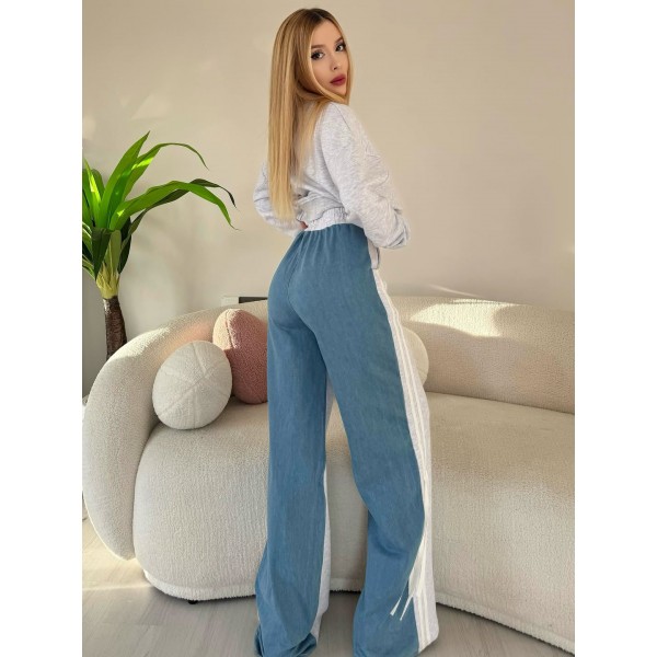 3 İplik Kot Şerit Street Line Denim Contrast