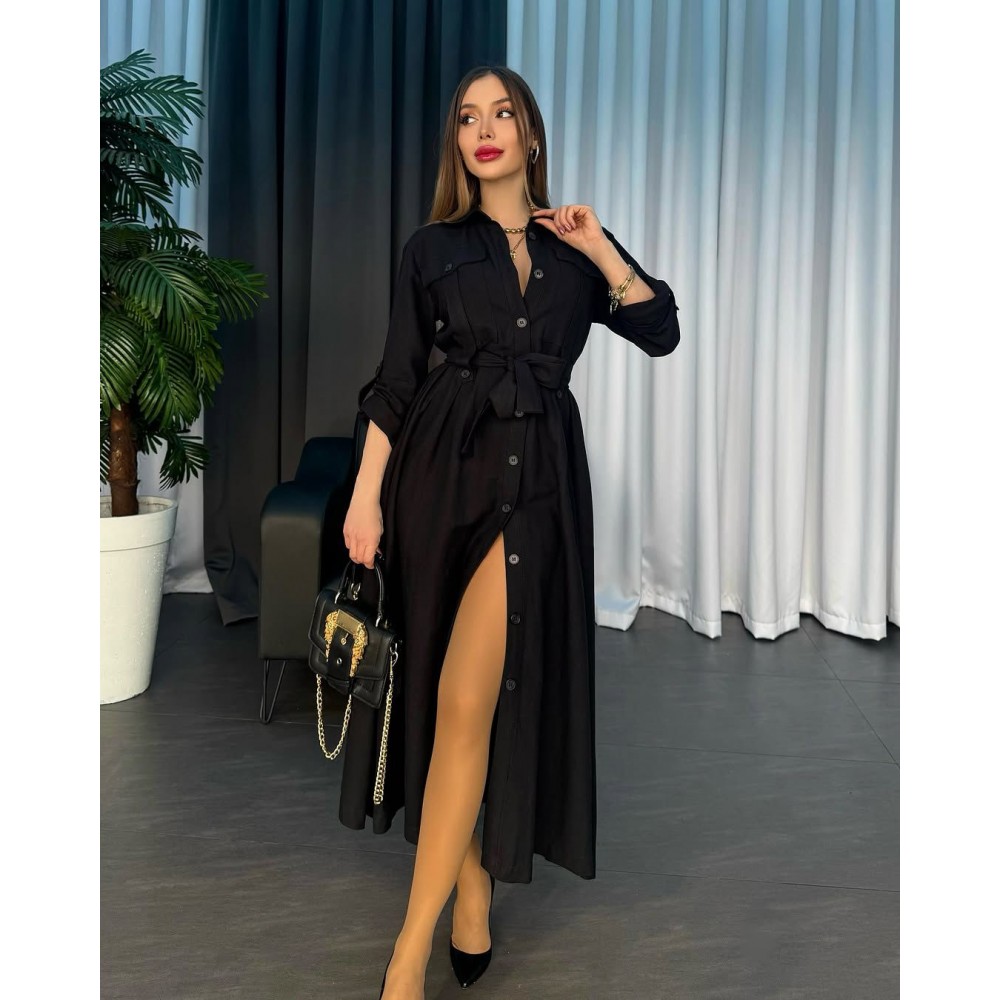 Gabardin Kumaş Düğme Ve Bağlama Detaylı